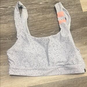 ZYIA Pink and Gray Sports Bra with Scoop Neckline